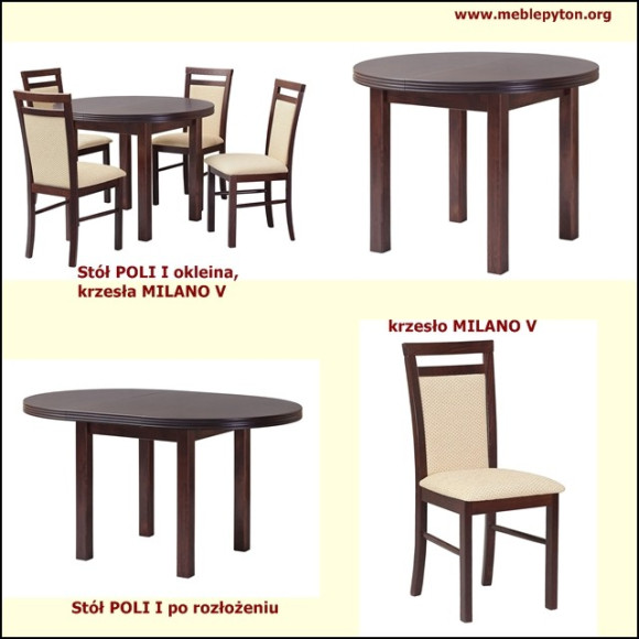 Drewmix - Stół Poli 1+ Krzesło Milano 5 Drewmix - Stół Poli 1+ Krzesło Milano 5