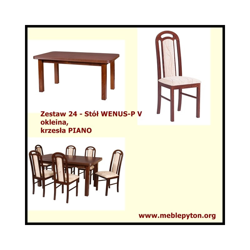 zestaw 20 Drewmix Stół Wenus P-5 + krzesła Piano