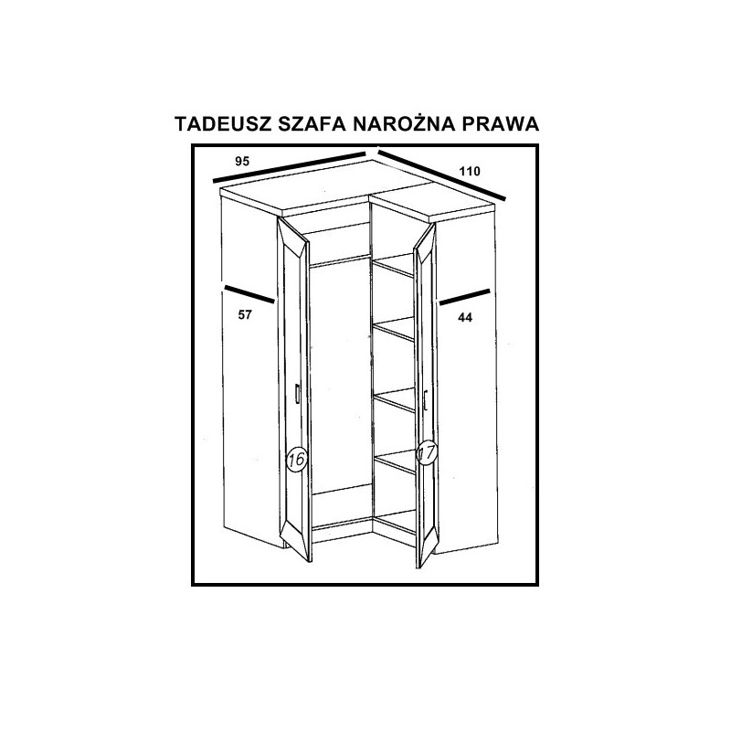 Tadeusz T-25 szafa narożna P/L Jarstol