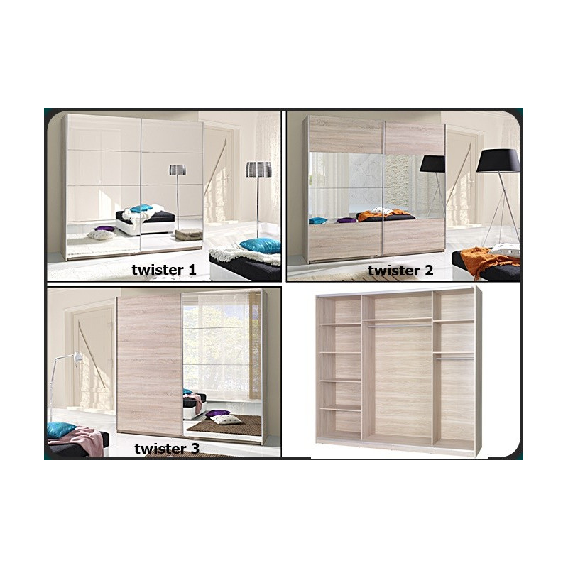 Twister 1 szafa przesuwna z lustrem szer.225 cm Maridex