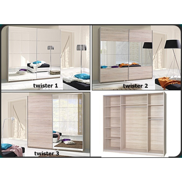 Twister 3 szafa przesuwna z lustrem szer.225 cm Maridex Twister 3 szafa przesuwna z lustrem szer.225 cm Maridex