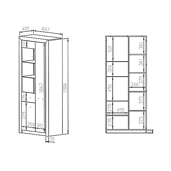 Witryna Castel 02 szer.85cm ML Meble Witryna Castel 02 szer.85cm ML Meble