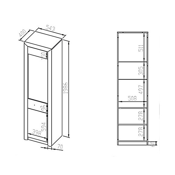 Witryna Castel 04 P/L szer.55cm ML Meble Witryna Castel 04 P/L szer.55cm ML Meble