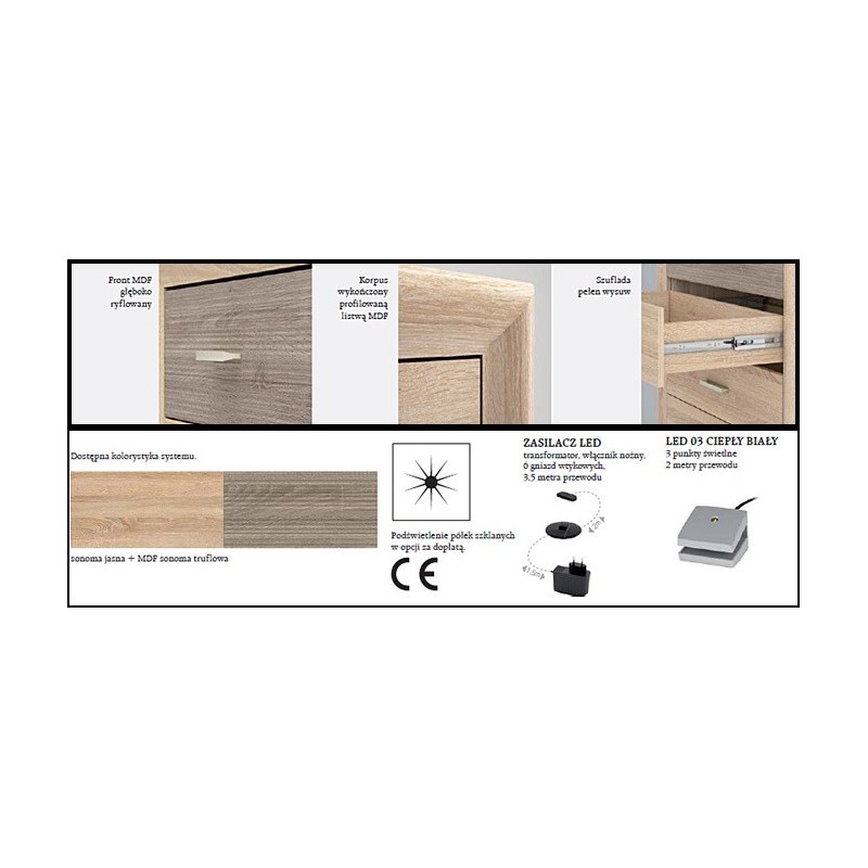 Komoda RTV Castel 13 szer.138cm ML Meble