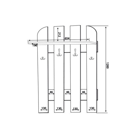 Wieszak W 70-01 szer.70cm ML Meble Wieszak W 70-01 szer.70cm ML Meble