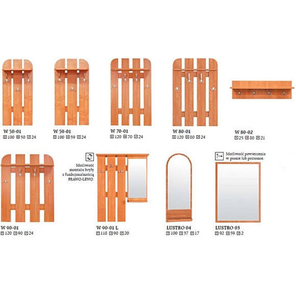 Wieszak W 70-01 szer.70cm ML Meble Wieszak W 70-01 szer.70cm ML Meble
