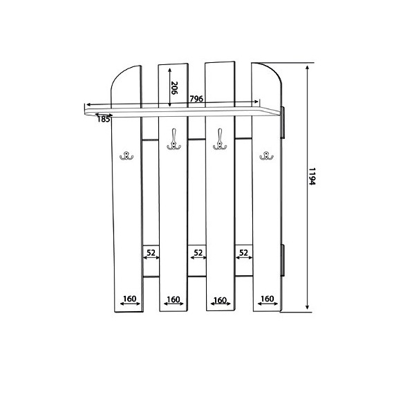 Wieszak W 80-01 szer.80cm ML Meble Wieszak W 80-01 szer.80cm ML Meble