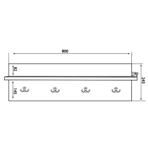 Wieszak W 80-02 szer.80cm ML Meble Wieszak W 80-02 szer.80cm ML Meble
