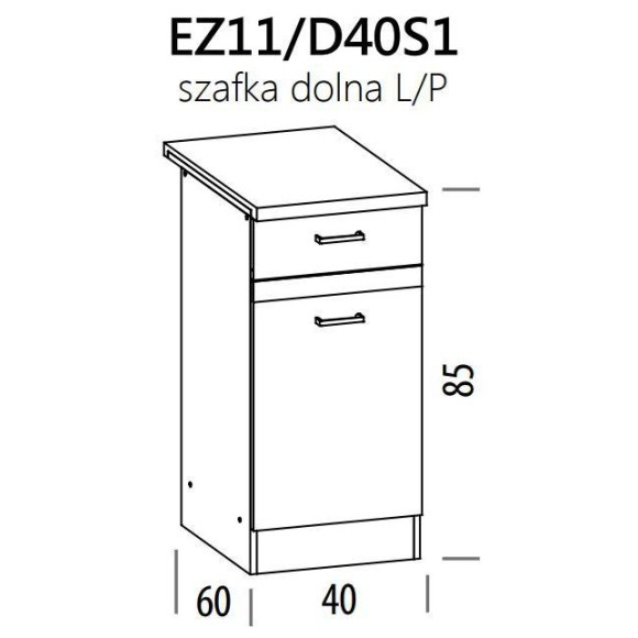 Eliza EZ11/D40S1 szafka dolna z szufladą i drzwiami 40 BogFran Eliza EZ11/D40S1 szafka dolna z szufladą i drzwiami 40 BogFran