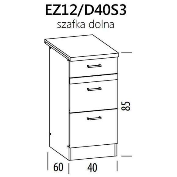 Eliza EZ12/D40S3 szafka dolna z szufladami 40 BogFran Eliza EZ12/D40S3 szafka dolna z szufladami 40 BogFran