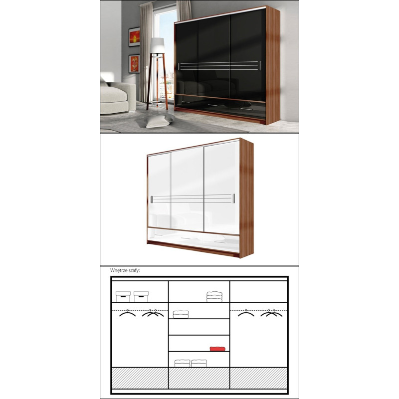 Szafa Amsterdam szr. 250 cm drzwi przesuwne Stolar