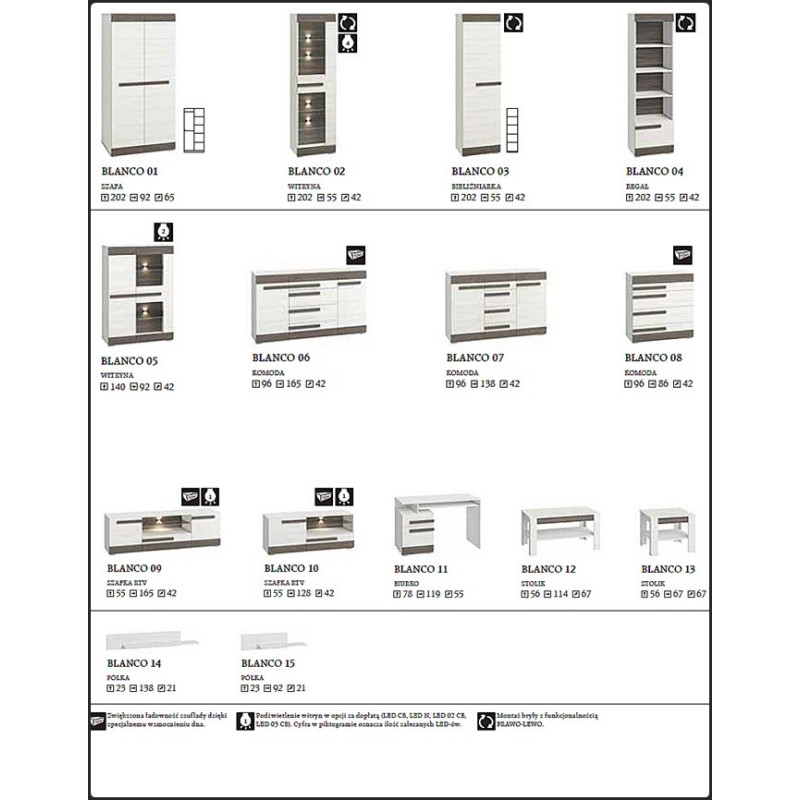 Witryna Blanco 05 szer. 92cm ML Meble