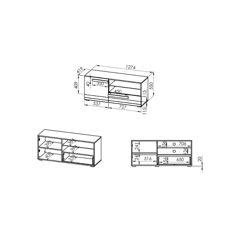 Komoda RTV Blanco 10 szer. 128cm ML Meble