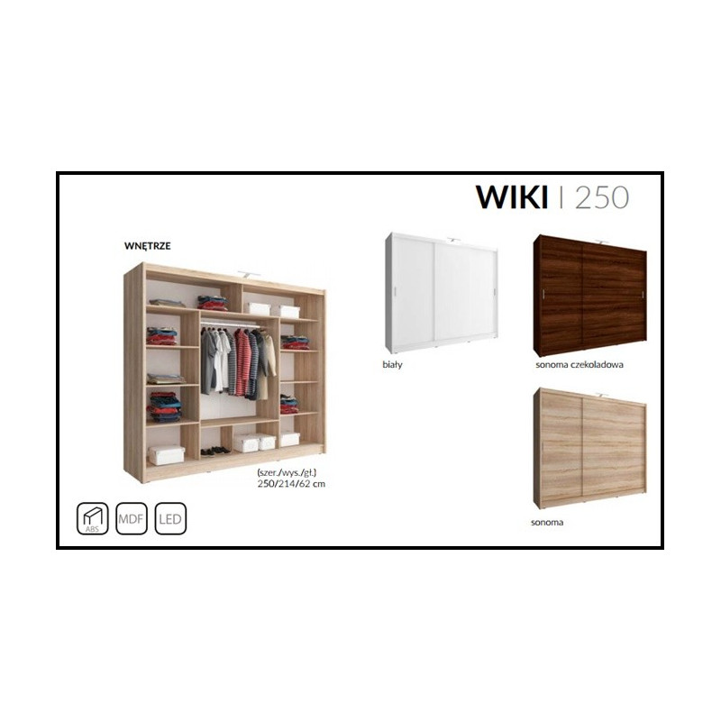 Szafa Wiki 1 szer. 250 cm Piaski