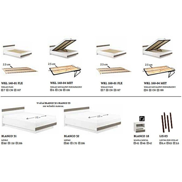 Łóżko Blanco B 31 szer. 140cm ML Meble Łóżko Blanco B 31 szer. 140cm ML Meble