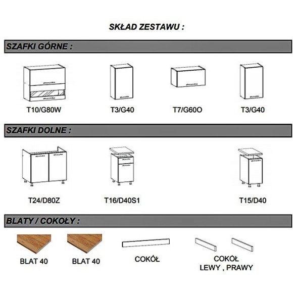 Zestaw kuchenny Tiffany 220 Bog Fran Zestaw kuchenny Tiffany 220 Bog Fran