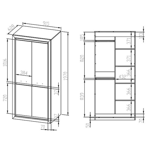 Baltica 01 szafa dwudrzwiowa szer.92cm ML Meble Baltica 01 szafa dwudrzwiowa szer.92cm ML Meble