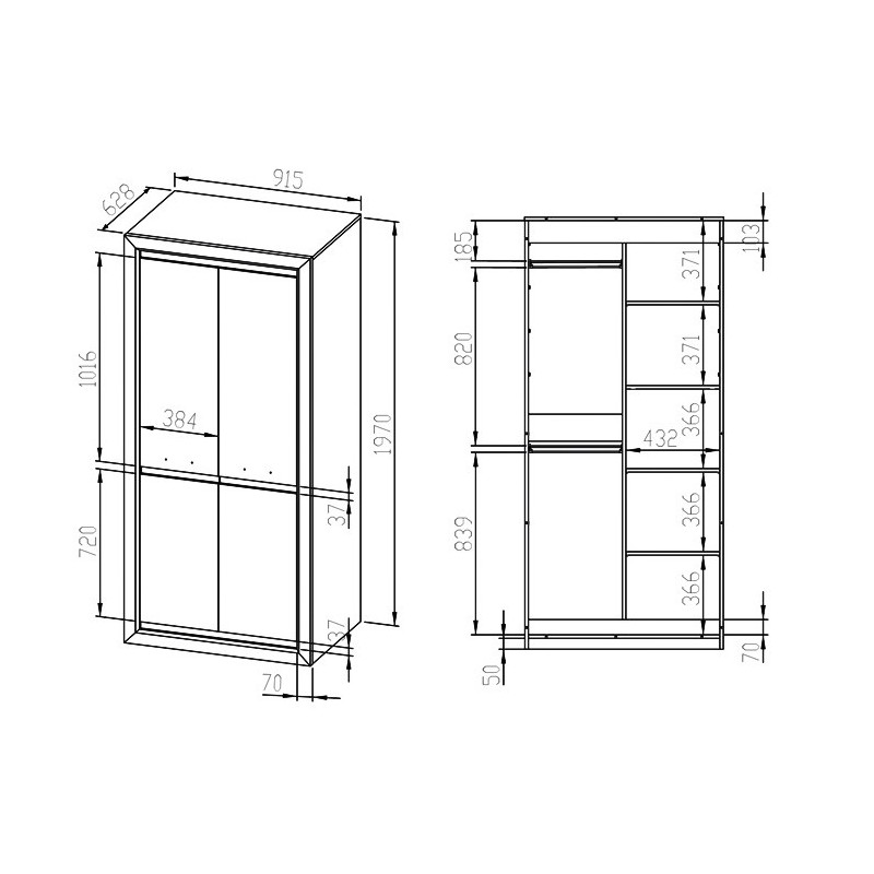 Baltica 01 szafa dwudrzwiowa szer.92cm ML Meble