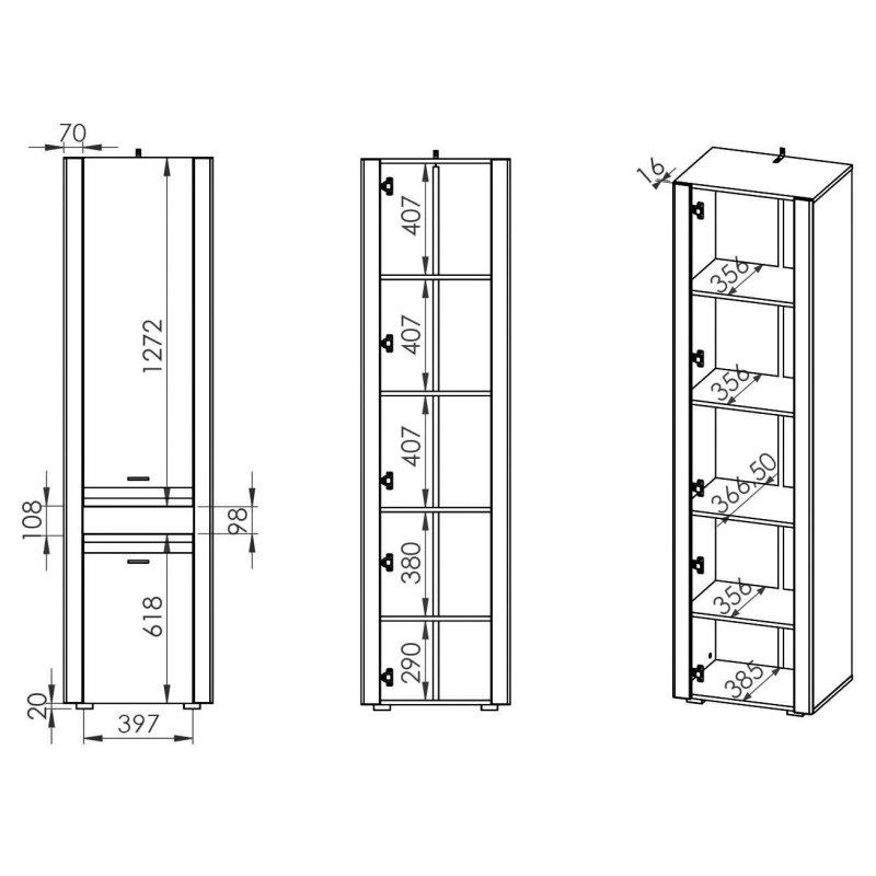 Regał Arko 02 szer.55cm P/L ML Meble