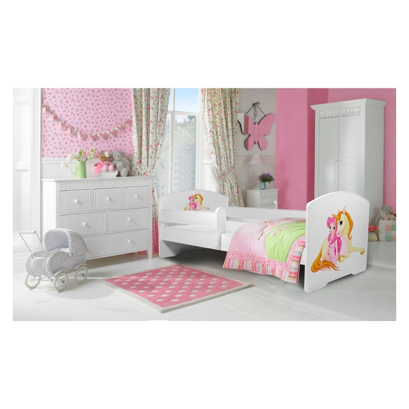 Łóżko PEPE + barierka J21 Dziewczynka_Jednorożec ADRK FURNITURE