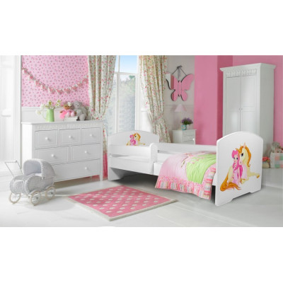 Łóżko PEPE + barierka J21 Dziewczynka_Jednorożec ADRK FURNITURE
