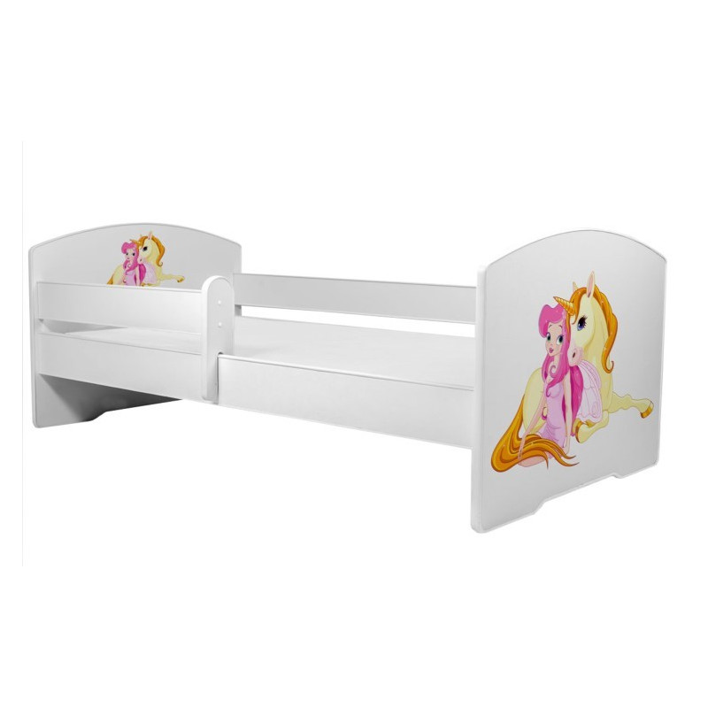 Łóżko PEPE + barierka J21 Dziewczynka_Jednorożec ADRK FURNITURE