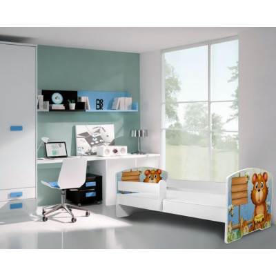 Łóżko PEPE + barierka J26 Misio z miodem ADRK FURNITURE
