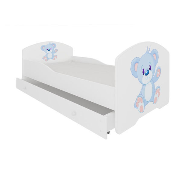 Łóżko PEPE + barierka J9 Niebieski Miś ADRK FURNITURE