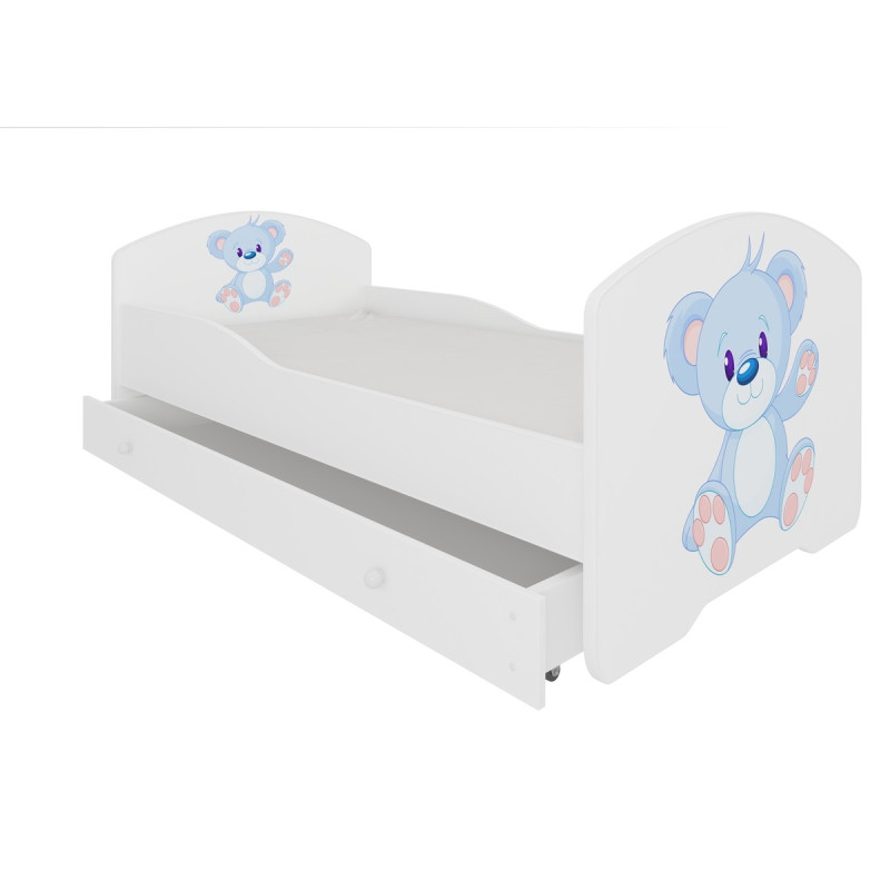 Łóżko PEPE + barierka J9 Niebieski Miś ADRK FURNITURE