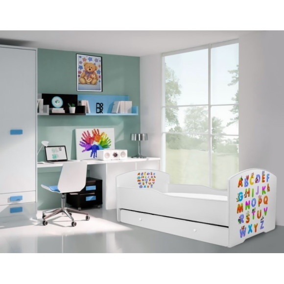 Łóżko PEPE + barierka J20 Alfabet ADRK FURNITURE