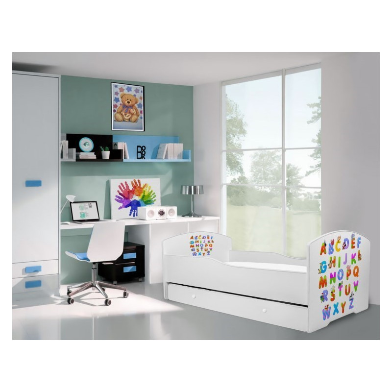 Łóżko PEPE + barierka J20 Alfabet ADRK FURNITURE