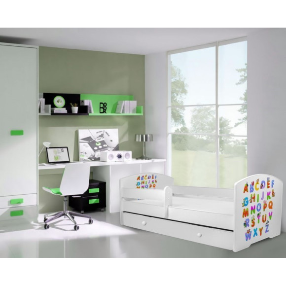 Łóżko PEPE + barierka J20 Alfabet ADRK FURNITURE