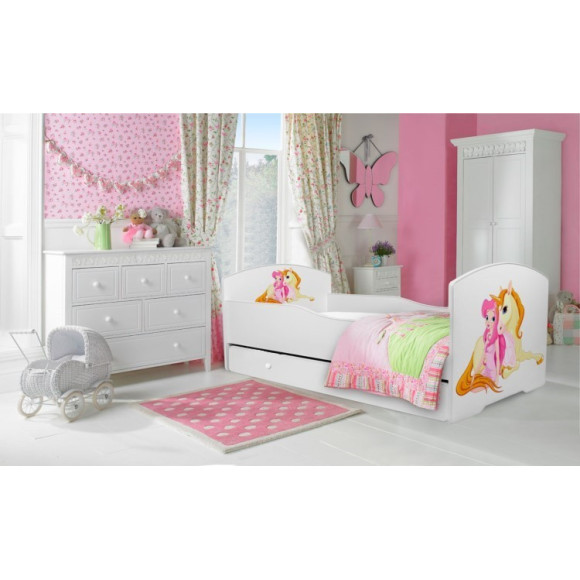 Łóżko PEPE + barierka J21 Dziewczynka_Jednorożec ADRK FURNITURE Łóżko PEPE + barierka J21 Dziewczynka_Jednorożec ADRK FURNITURE