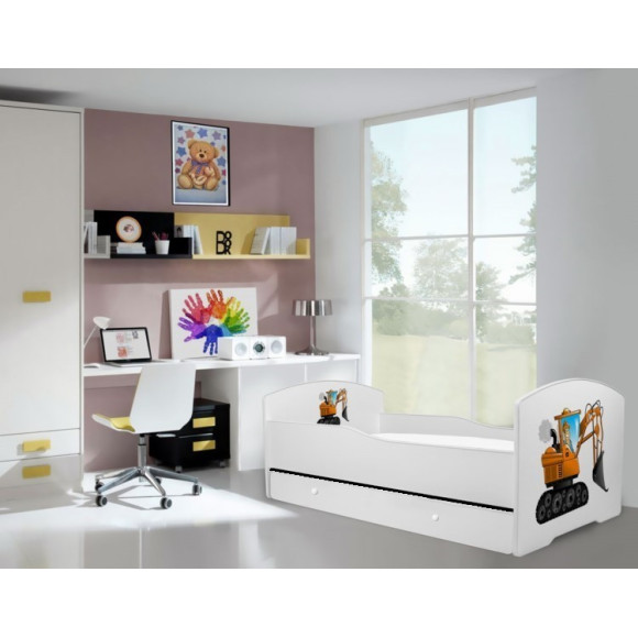 Łóżko PEPE + barierka J23 Koparka ADRK FURNITURE