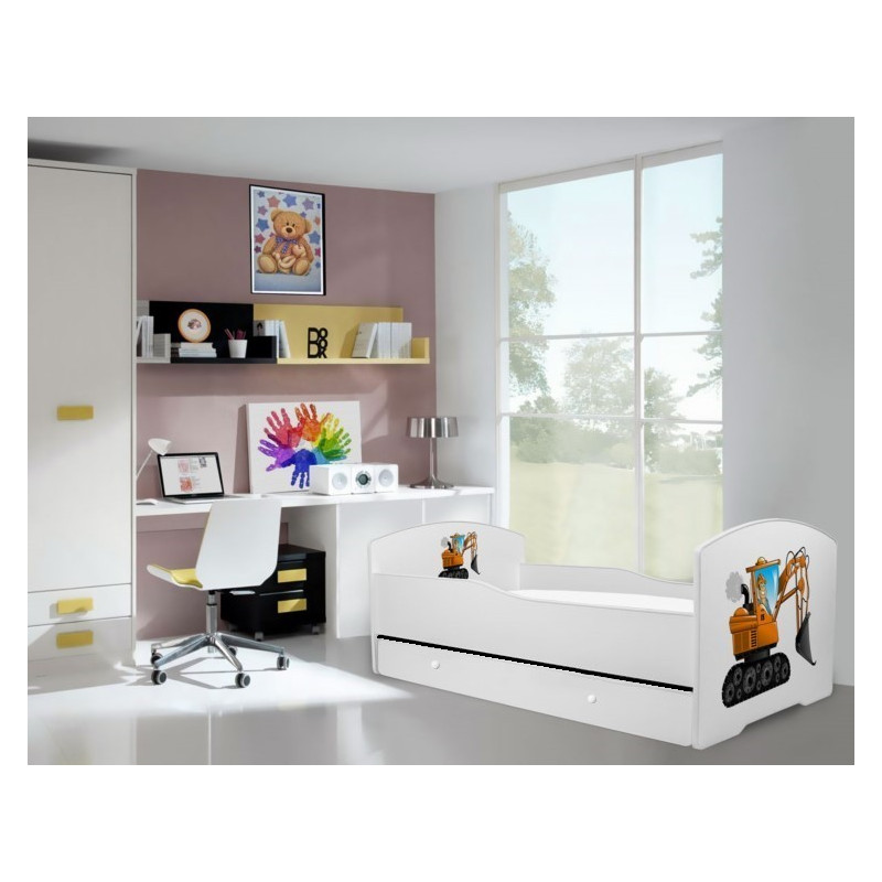 Łóżko PEPE + barierka J23 Koparka ADRK FURNITURE