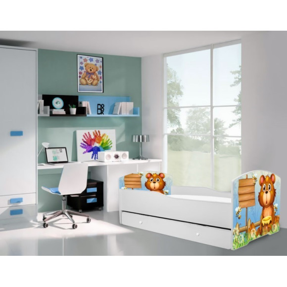 Łóżko PEPE + barierka J26 Misio z miodem ADRK FURNITURE