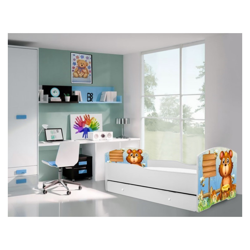 Łóżko PEPE + barierka J26 Misio z miodem ADRK FURNITURE