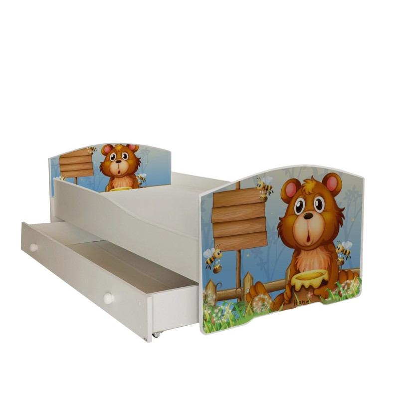 Łóżko PEPE + barierka J26 Misio z miodem ADRK FURNITURE