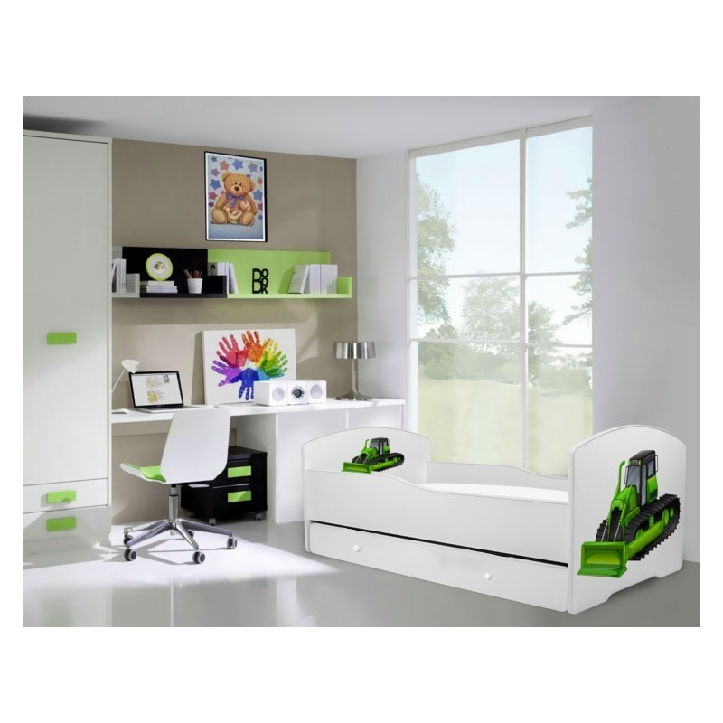 Łóżko PEPE + barierka J30 Spychacz ADRK FURNITURE